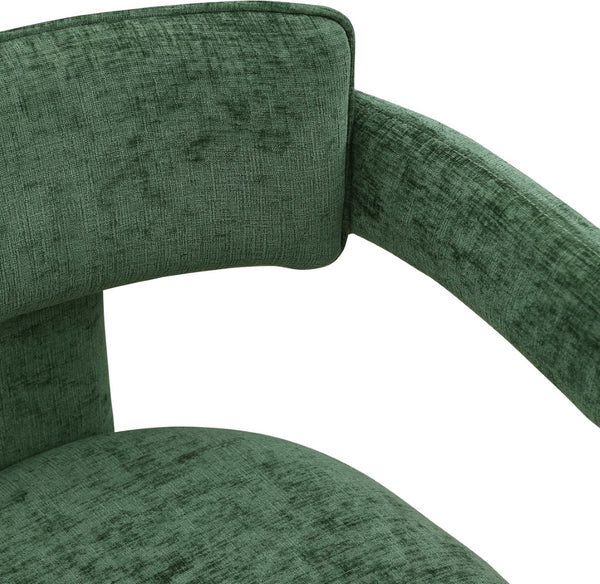 Meridian Furniture Brenda Fully Upholstered Armchair Plush Padded Seating for Modern Dining and Living Rooms Green Chenille Fabric 11084Green-C
