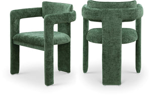Meridian Furniture Brenda Fully Upholstered Armchair Plush Padded Seating for Modern Dining and Living Rooms Green Chenille Fabric 11084Green-C