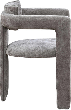 Meridian Furniture Brenda Fully Upholstered Armchair Plush Padded Seating for Modern Dining and Living Rooms Grey Chenille Fabric 11084Grey-C