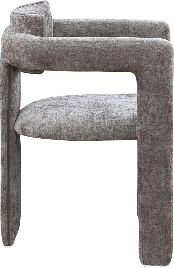 Meridian Furniture Brenda Fully Upholstered Armchair Plush Padded Seating for Modern Dining and Living Rooms Grey Chenille Fabric 11084Grey-C