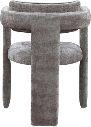 Meridian Furniture Brenda Fully Upholstered Armchair Plush Padded Seating for Modern Dining and Living Rooms Grey Chenille Fabric 11084Grey-C