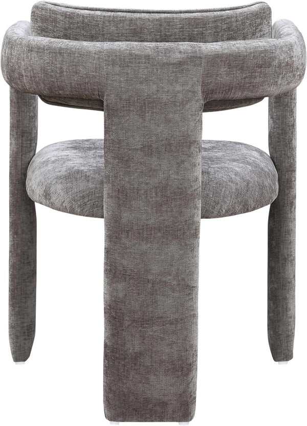 Meridian Furniture Brenda Fully Upholstered Armchair Plush Padded Seating for Modern Dining and Living Rooms Grey Chenille Fabric 11084Grey-C