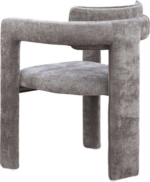Meridian Furniture Brenda Fully Upholstered Armchair Plush Padded Seating for Modern Dining and Living Rooms Grey Chenille Fabric 11084Grey-C