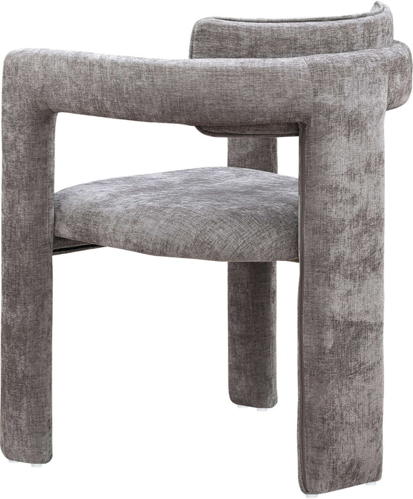 Meridian Furniture Brenda Fully Upholstered Armchair Plush Padded Seating for Modern Dining and Living Rooms Grey Chenille Fabric 11084Grey-C