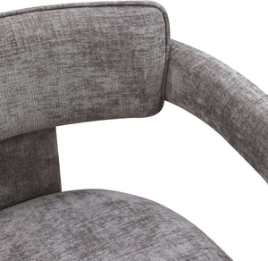 Meridian Furniture Brenda Fully Upholstered Armchair Plush Padded Seating for Modern Dining and Living Rooms Grey Chenille Fabric 11084Grey-C
