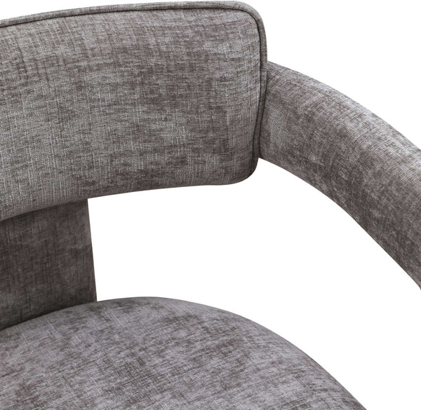 Meridian Furniture Brenda Fully Upholstered Armchair Plush Padded Seating for Modern Dining and Living Rooms Grey Chenille Fabric 11084Grey-C