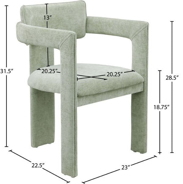 Meridian Furniture Brenda Fully Upholstered Armchair Plush Padded Seating for Modern Dining and Living Rooms Mint Chenille Fabric 11084Mint-C