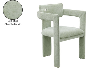 Meridian Furniture Brenda Fully Upholstered Armchair Plush Padded Seating for Modern Dining and Living Rooms Mint Chenille Fabric 11084Mint-C