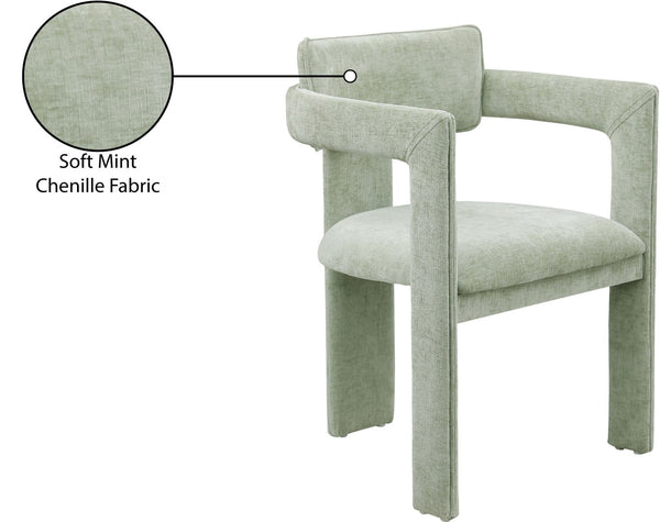 Meridian Furniture Brenda Fully Upholstered Armchair Plush Padded Seating for Modern Dining and Living Rooms Mint Chenille Fabric 11084Mint-C