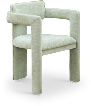 Meridian Furniture Brenda Fully Upholstered Armchair Plush Padded Seating for Modern Dining and Living Rooms Mint Chenille Fabric 11084Mint-C