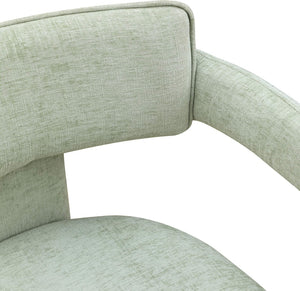 Meridian Furniture Brenda Fully Upholstered Armchair Plush Padded Seating for Modern Dining and Living Rooms Mint Chenille Fabric 11084Mint-C