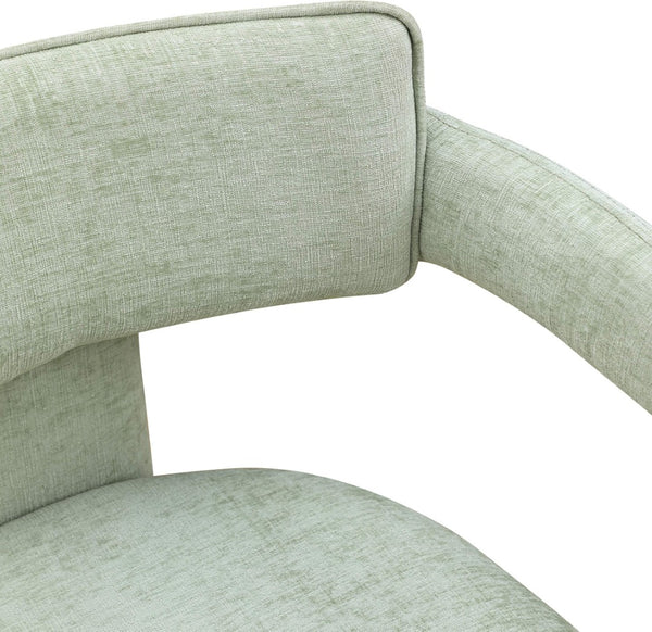 Meridian Furniture Brenda Fully Upholstered Armchair Plush Padded Seating for Modern Dining and Living Rooms Mint Chenille Fabric 11084Mint-C