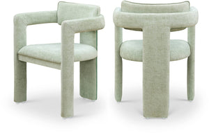 Meridian Furniture Brenda Fully Upholstered Armchair Plush Padded Seating for Modern Dining and Living Rooms Mint Chenille Fabric 11084Mint-C