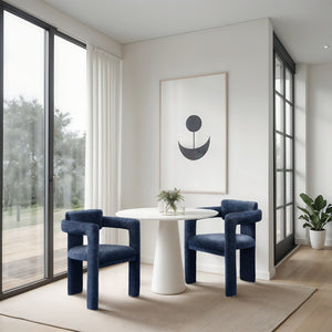 Meridian Furniture Brenda Fully Upholstered Armchair Plush Padded Seating for Modern Dining and Living Rooms Navy Chenille Fabric 11084Navy-C
