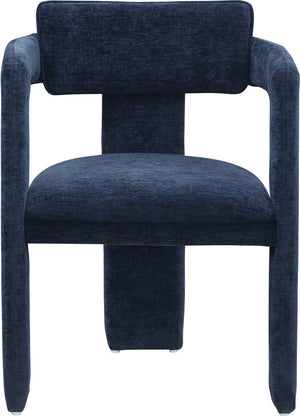 Meridian Furniture Brenda Fully Upholstered Armchair Plush Padded Seating for Modern Dining and Living Rooms Navy Chenille Fabric 11084Navy-C