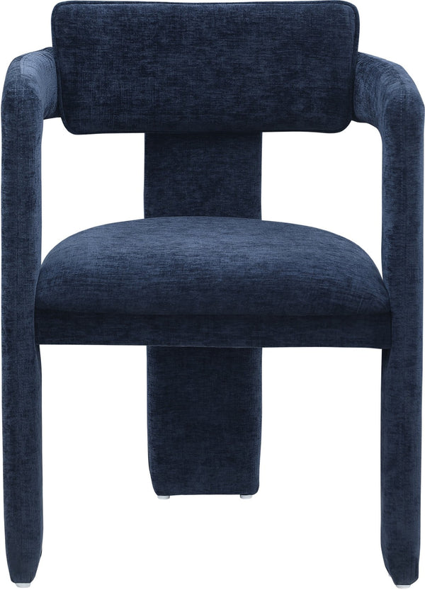 Meridian Furniture Brenda Fully Upholstered Armchair Plush Padded Seating for Modern Dining and Living Rooms Navy Chenille Fabric 11084Navy-C