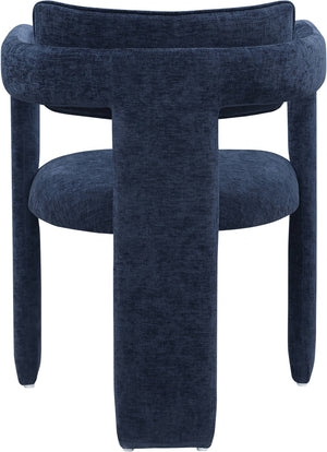 Meridian Furniture Brenda Fully Upholstered Armchair Plush Padded Seating for Modern Dining and Living Rooms Navy Chenille Fabric 11084Navy-C