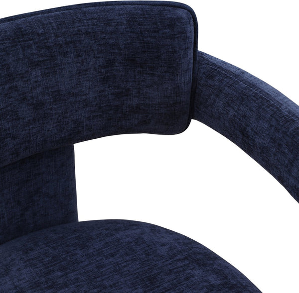 Meridian Furniture Brenda Fully Upholstered Armchair Plush Padded Seating for Modern Dining and Living Rooms Navy Chenille Fabric 11084Navy-C