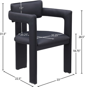 Meridian Furniture Brenda Fully Upholstered Armchair Plush Padded Seating for Modern Dining and Living Rooms Black Vegan Leather 11085Black-C