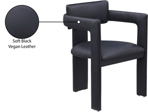Meridian Furniture Brenda Fully Upholstered Armchair Plush Padded Seating for Modern Dining and Living Rooms Black Vegan Leather 11085Black-C