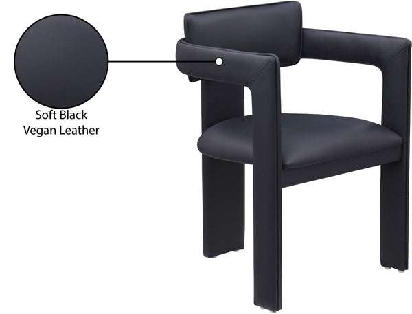 Meridian Furniture Brenda Fully Upholstered Armchair Plush Padded Seating for Modern Dining and Living Rooms Black Vegan Leather 11085Black-C