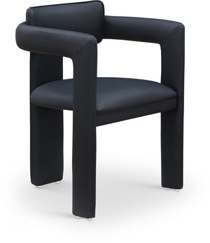 Meridian Furniture Brenda Fully Upholstered Armchair Plush Padded Seating for Modern Dining and Living Rooms Black Vegan Leather 11085Black-C