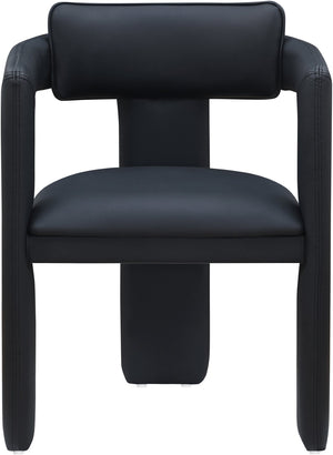 Meridian Furniture Brenda Fully Upholstered Armchair Plush Padded Seating for Modern Dining and Living Rooms Black Vegan Leather 11085Black-C