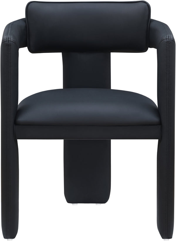 Meridian Furniture Brenda Fully Upholstered Armchair Plush Padded Seating for Modern Dining and Living Rooms Black Vegan Leather 11085Black-C
