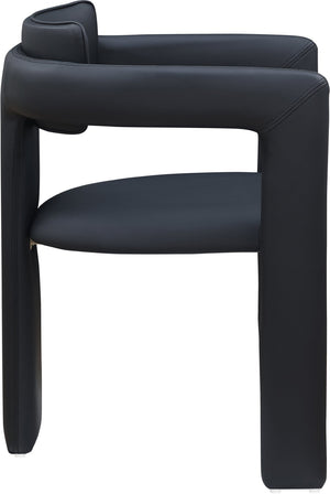 Meridian Furniture Brenda Fully Upholstered Armchair Plush Padded Seating for Modern Dining and Living Rooms Black Vegan Leather 11085Black-C