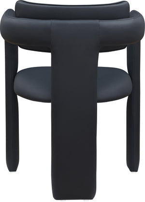 Meridian Furniture Brenda Fully Upholstered Armchair Plush Padded Seating for Modern Dining and Living Rooms Black Vegan Leather 11085Black-C