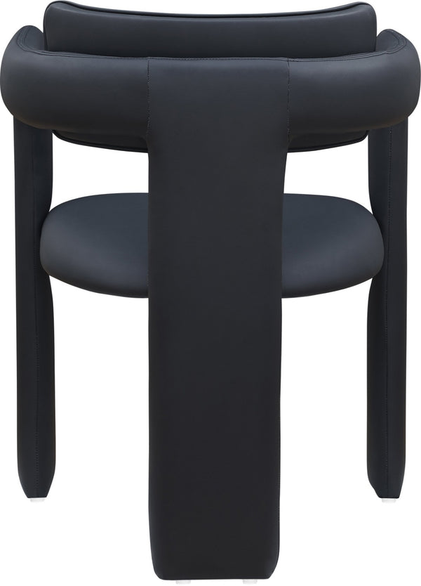 Meridian Furniture Brenda Fully Upholstered Armchair Plush Padded Seating for Modern Dining and Living Rooms Black Vegan Leather 11085Black-C