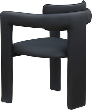 Meridian Furniture Brenda Fully Upholstered Armchair Plush Padded Seating for Modern Dining and Living Rooms Black Vegan Leather 11085Black-C