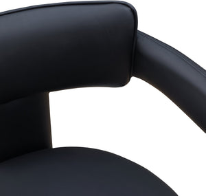 Meridian Furniture Brenda Fully Upholstered Armchair Plush Padded Seating for Modern Dining and Living Rooms Black Vegan Leather 11085Black-C