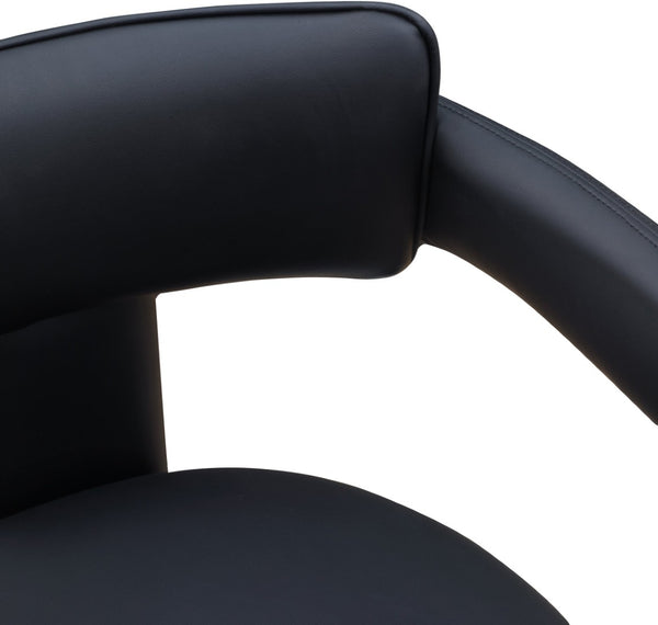 Meridian Furniture Brenda Fully Upholstered Armchair Plush Padded Seating for Modern Dining and Living Rooms Black Vegan Leather 11085Black-C