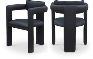 Meridian Furniture Brenda Fully Upholstered Armchair Plush Padded Seating for Modern Dining and Living Rooms Black Vegan Leather 11085Black-C