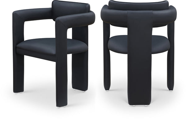 Meridian Furniture Brenda Fully Upholstered Armchair Plush Padded Seating for Modern Dining and Living Rooms Black Vegan Leather 11085Black-C