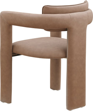 Meridian Furniture Brenda Fully Upholstered Armchair Plush Padded Seating for Modern Dining and Living Rooms Brown Vegan Leather 11085Brown-C