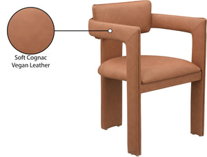 Meridian Furniture Brenda Fully Upholstered Armchair Plush Padded Seating for Modern Dining and Living Rooms Cognac Vegan Leather 11085Cognac-C