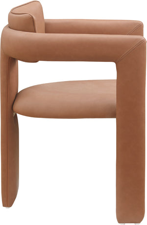 Meridian Furniture Brenda Fully Upholstered Armchair Plush Padded Seating for Modern Dining and Living Rooms Cognac Vegan Leather 11085Cognac-C
