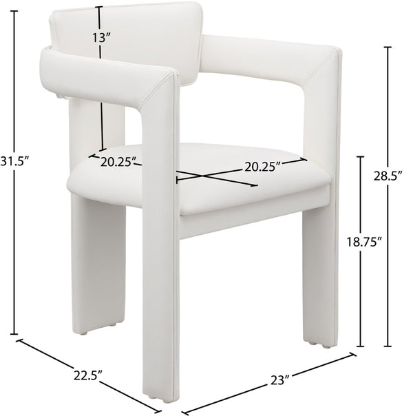 Meridian Furniture Brenda Fully Upholstered Armchair Plush Padded Seating for Modern Dining and Living Rooms Cream Vegan Leather 11085Cream-C
