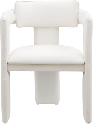 Meridian Furniture Brenda Fully Upholstered Armchair Plush Padded Seating for Modern Dining and Living Rooms Cream Vegan Leather 11085Cream-C