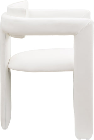 Meridian Furniture Brenda Fully Upholstered Armchair Plush Padded Seating for Modern Dining and Living Rooms Cream Vegan Leather 11085Cream-C