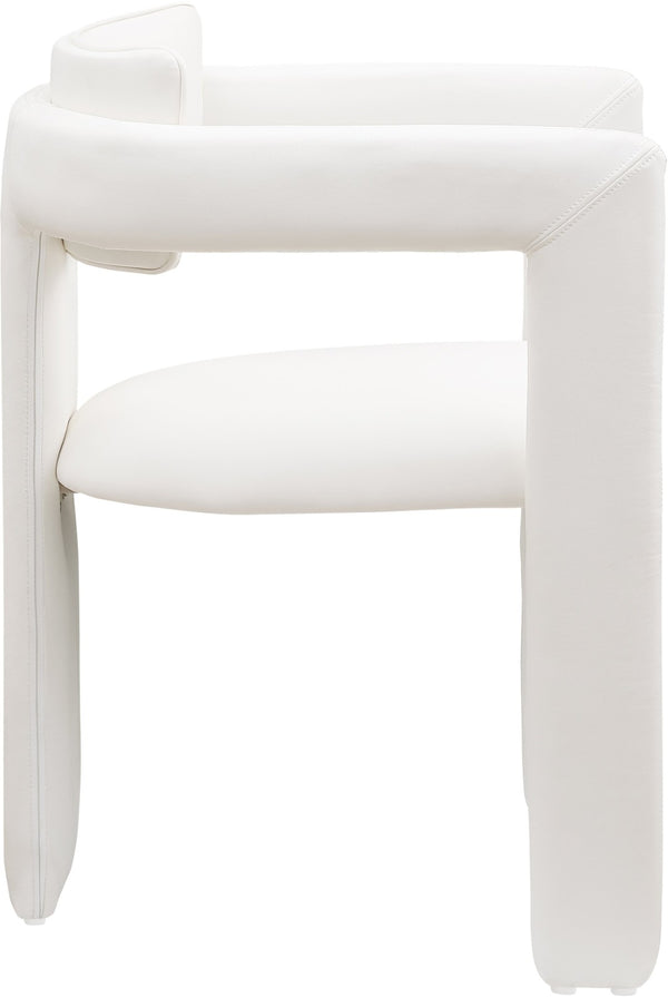 Meridian Furniture Brenda Fully Upholstered Armchair Plush Padded Seating for Modern Dining and Living Rooms Cream Vegan Leather 11085Cream-C