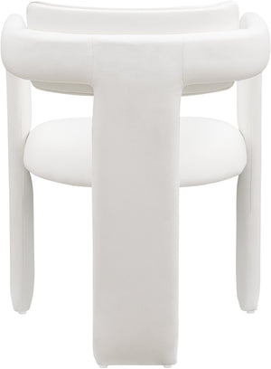 Meridian Furniture Brenda Fully Upholstered Armchair Plush Padded Seating for Modern Dining and Living Rooms Cream Vegan Leather 11085Cream-C