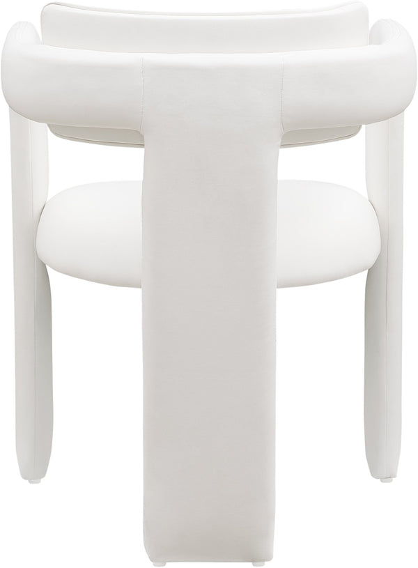 Meridian Furniture Brenda Fully Upholstered Armchair Plush Padded Seating for Modern Dining and Living Rooms Cream Vegan Leather 11085Cream-C