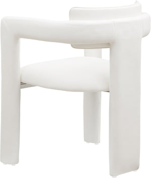Meridian Furniture Brenda Fully Upholstered Armchair Plush Padded Seating for Modern Dining and Living Rooms Cream Vegan Leather 11085Cream-C