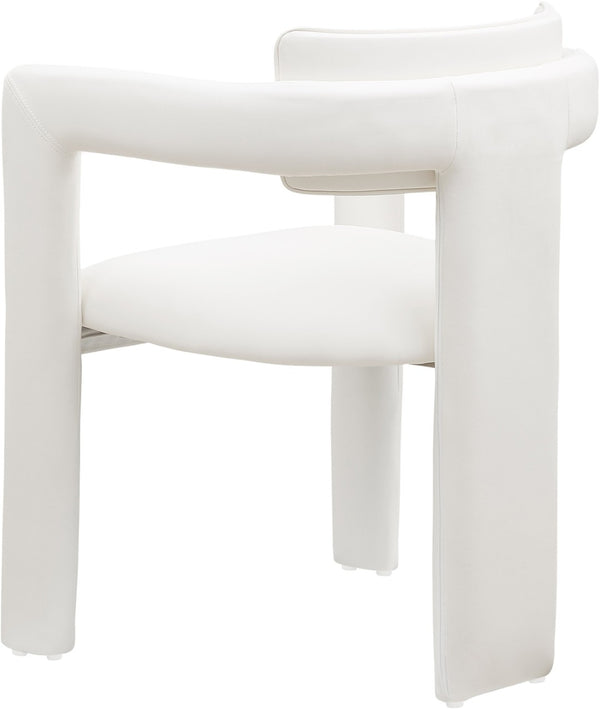 Meridian Furniture Brenda Fully Upholstered Armchair Plush Padded Seating for Modern Dining and Living Rooms Cream Vegan Leather 11085Cream-C