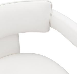 Meridian Furniture Brenda Fully Upholstered Armchair Plush Padded Seating for Modern Dining and Living Rooms Cream Vegan Leather 11085Cream-C