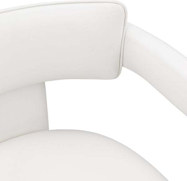 Meridian Furniture Brenda Fully Upholstered Armchair Plush Padded Seating for Modern Dining and Living Rooms Cream Vegan Leather 11085Cream-C