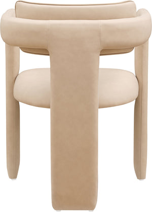 Meridian Furniture Brenda Fully Upholstered Armchair Plush Padded Seating for Modern Dining and Living Rooms Tan Vegan Leather 11085Tan-C